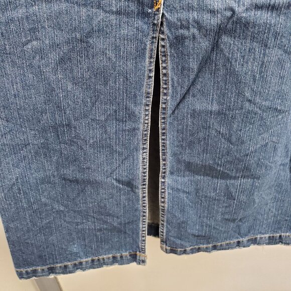 Hippie Junior's‎ Y2K Distressed Country Patch Boho Long Denim Maxi Skirt 7/28 - Picture 8 of 14